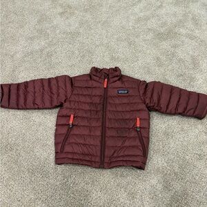 Patagonia Maroon Puffer Jacket with Red Zippers